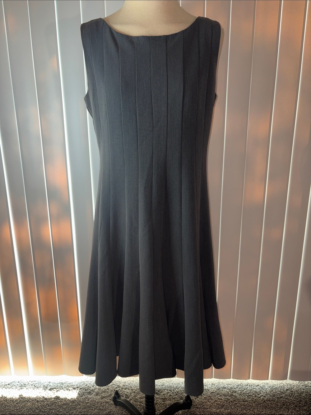 R&M Richards Sleeveless Paneled Fit & Flare Midi Dress - Gray, Size 12